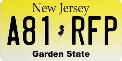 NJ license plate A81RFP