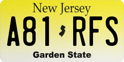 NJ license plate A81RFS