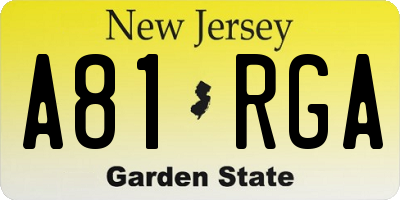 NJ license plate A81RGA