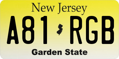 NJ license plate A81RGB