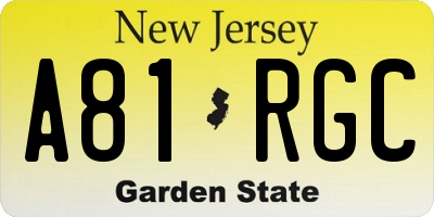 NJ license plate A81RGC