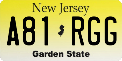 NJ license plate A81RGG