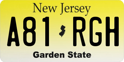 NJ license plate A81RGH