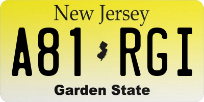 NJ license plate A81RGI