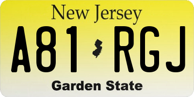 NJ license plate A81RGJ