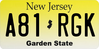 NJ license plate A81RGK