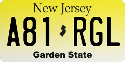 NJ license plate A81RGL