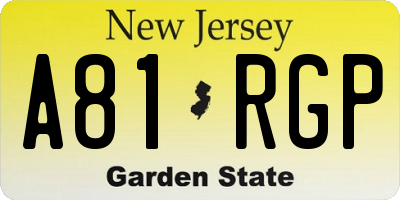 NJ license plate A81RGP