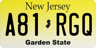 NJ license plate A81RGQ