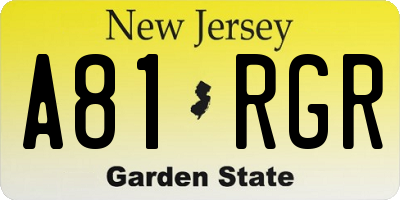 NJ license plate A81RGR