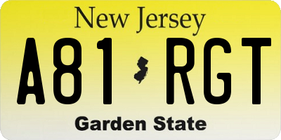 NJ license plate A81RGT