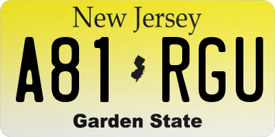 NJ license plate A81RGU