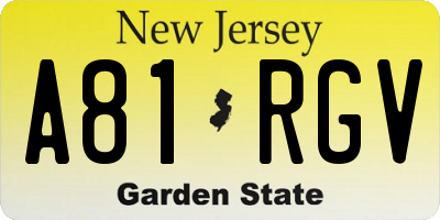 NJ license plate A81RGV