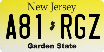 NJ license plate A81RGZ