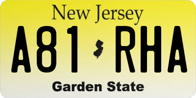 NJ license plate A81RHA