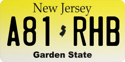 NJ license plate A81RHB
