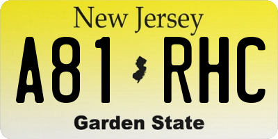 NJ license plate A81RHC
