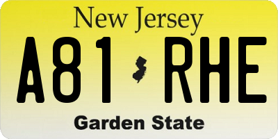 NJ license plate A81RHE