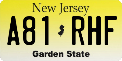 NJ license plate A81RHF