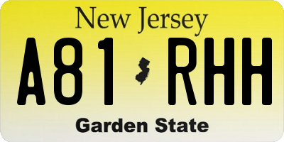 NJ license plate A81RHH