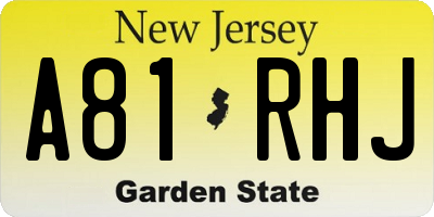 NJ license plate A81RHJ