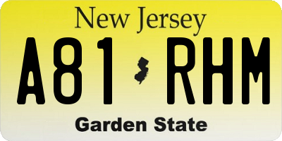 NJ license plate A81RHM