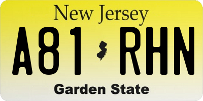 NJ license plate A81RHN