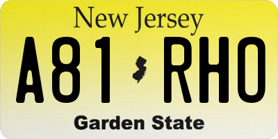NJ license plate A81RHO