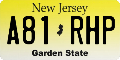NJ license plate A81RHP
