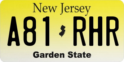 NJ license plate A81RHR