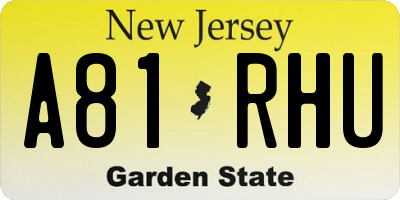NJ license plate A81RHU