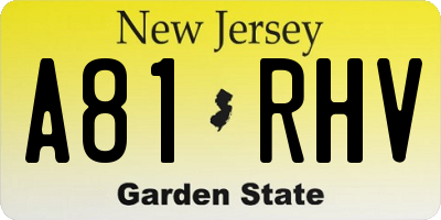 NJ license plate A81RHV