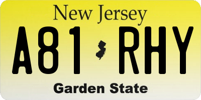 NJ license plate A81RHY