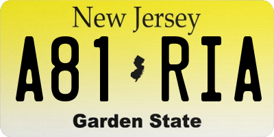 NJ license plate A81RIA