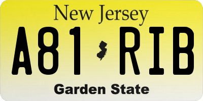 NJ license plate A81RIB