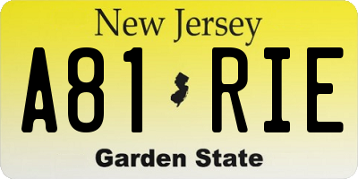NJ license plate A81RIE