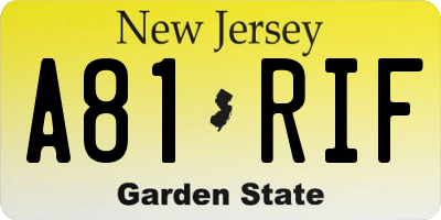 NJ license plate A81RIF
