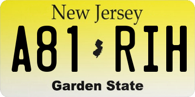 NJ license plate A81RIH