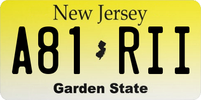 NJ license plate A81RII