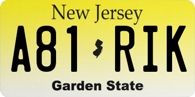 NJ license plate A81RIK