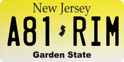 NJ license plate A81RIM
