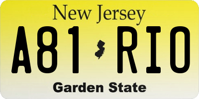 NJ license plate A81RIO