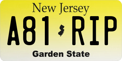 NJ license plate A81RIP