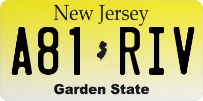 NJ license plate A81RIV
