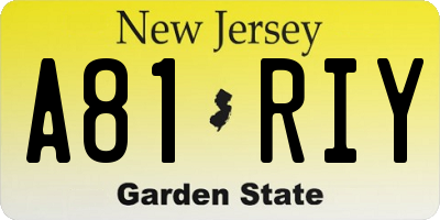 NJ license plate A81RIY