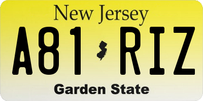 NJ license plate A81RIZ