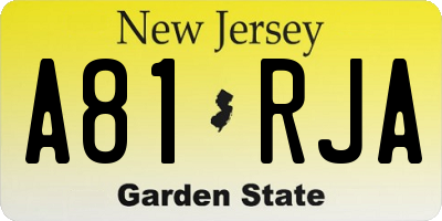 NJ license plate A81RJA