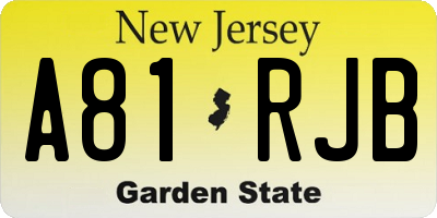 NJ license plate A81RJB