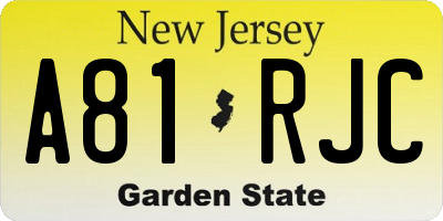 NJ license plate A81RJC