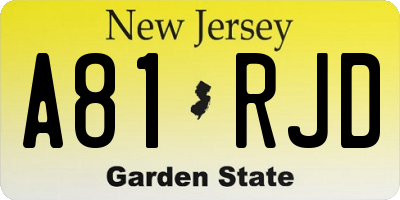 NJ license plate A81RJD